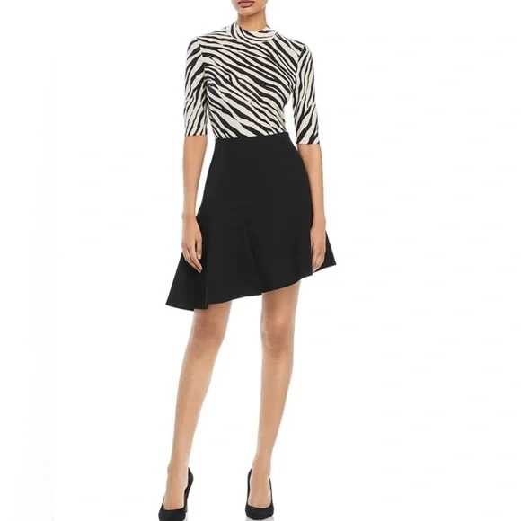 BOSS Fabanna Short Sleeve Mock Neck Print Knit Top‎ Sz M - Picture 2 of 9